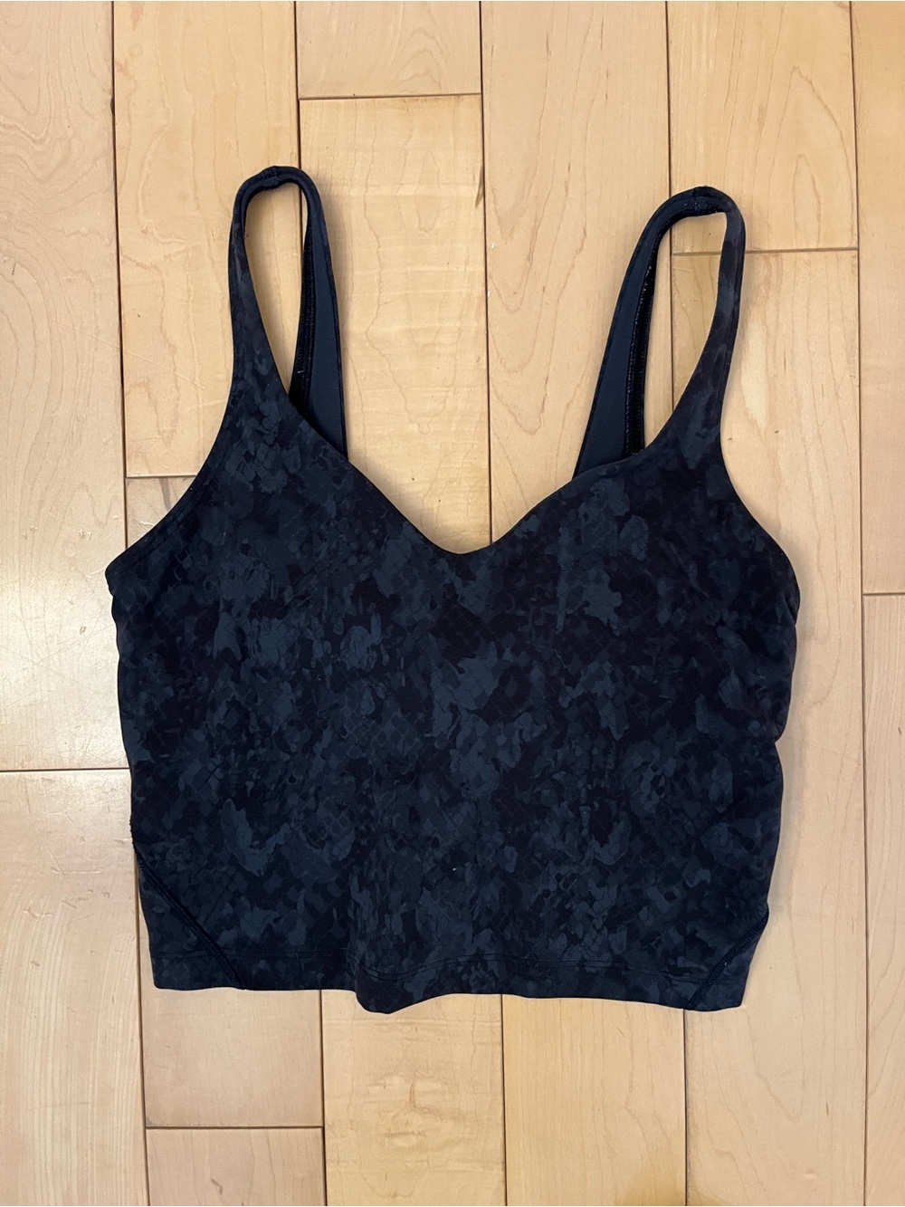 lululemon athletica Black Floral-Texture Cropped Tank